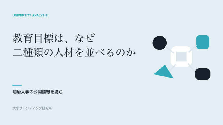 明治大学の教育目標は、なぜ二種類の人材を一文に並べるのか