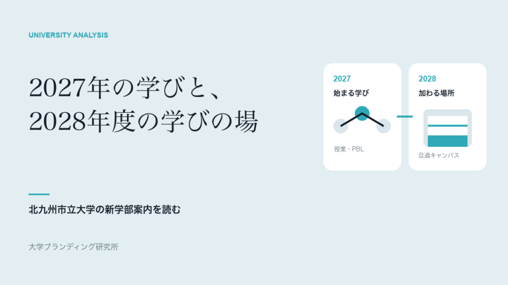 北九州市立大学の新学部案内は、初年度とキャンパス供用後を分けて伝える