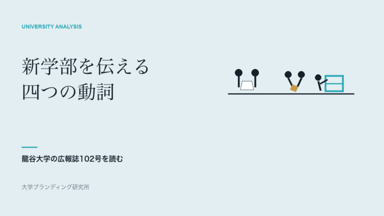 龍谷大学の新学部広報を、四つの動詞から読む